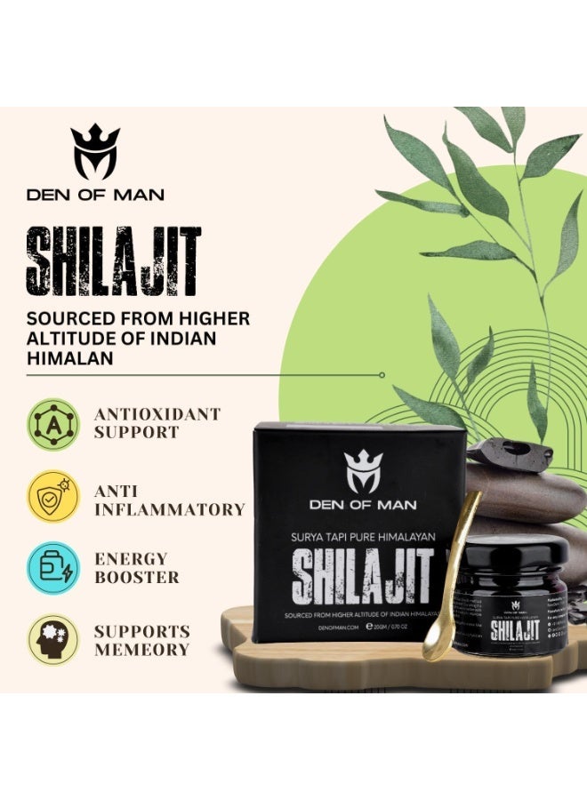 DEN OF MAN Shilajit for Men – Pure Himalayan Shilajit Resin, Natural Shilajit Supplement, Sun-Dried Fulvic Acid Rich Shilajeet, Supports Energy, Vitality & Wellness, 20g Glass Jar pack of 2 - Image 4